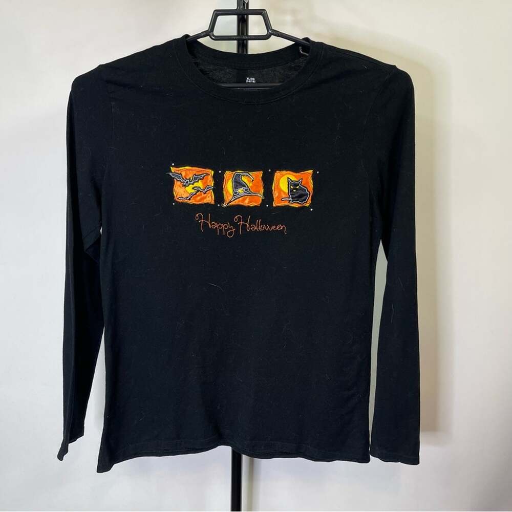 Unbranded Halloween Bat Witch Black Cat Long Sleeve Shirt Size XL Women’s